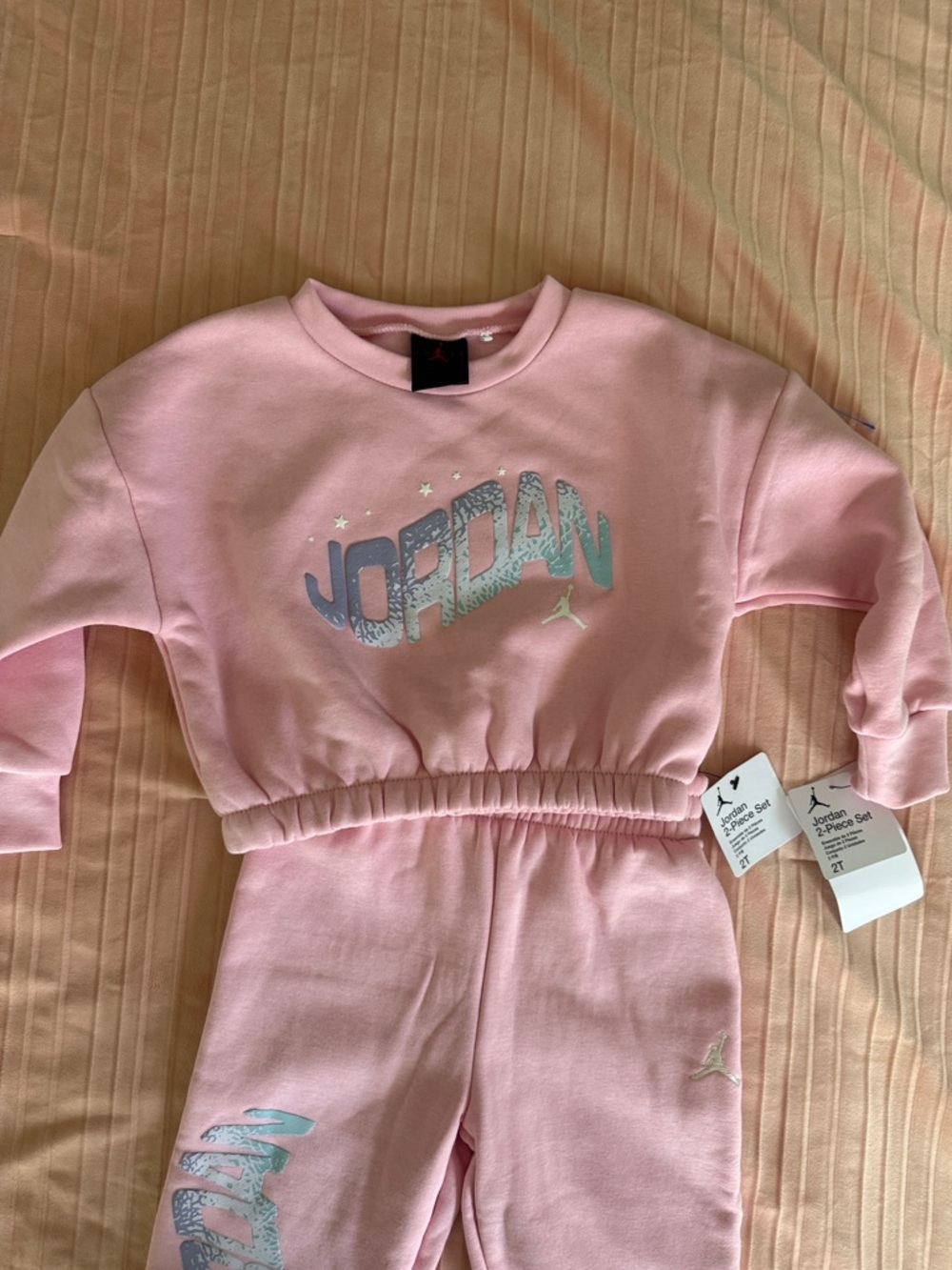 Jordan Jumpman Club Pink Bubble Fleece 2T Toddler Girl Sweatshirt & Joggers Set - Picture 5 of 12